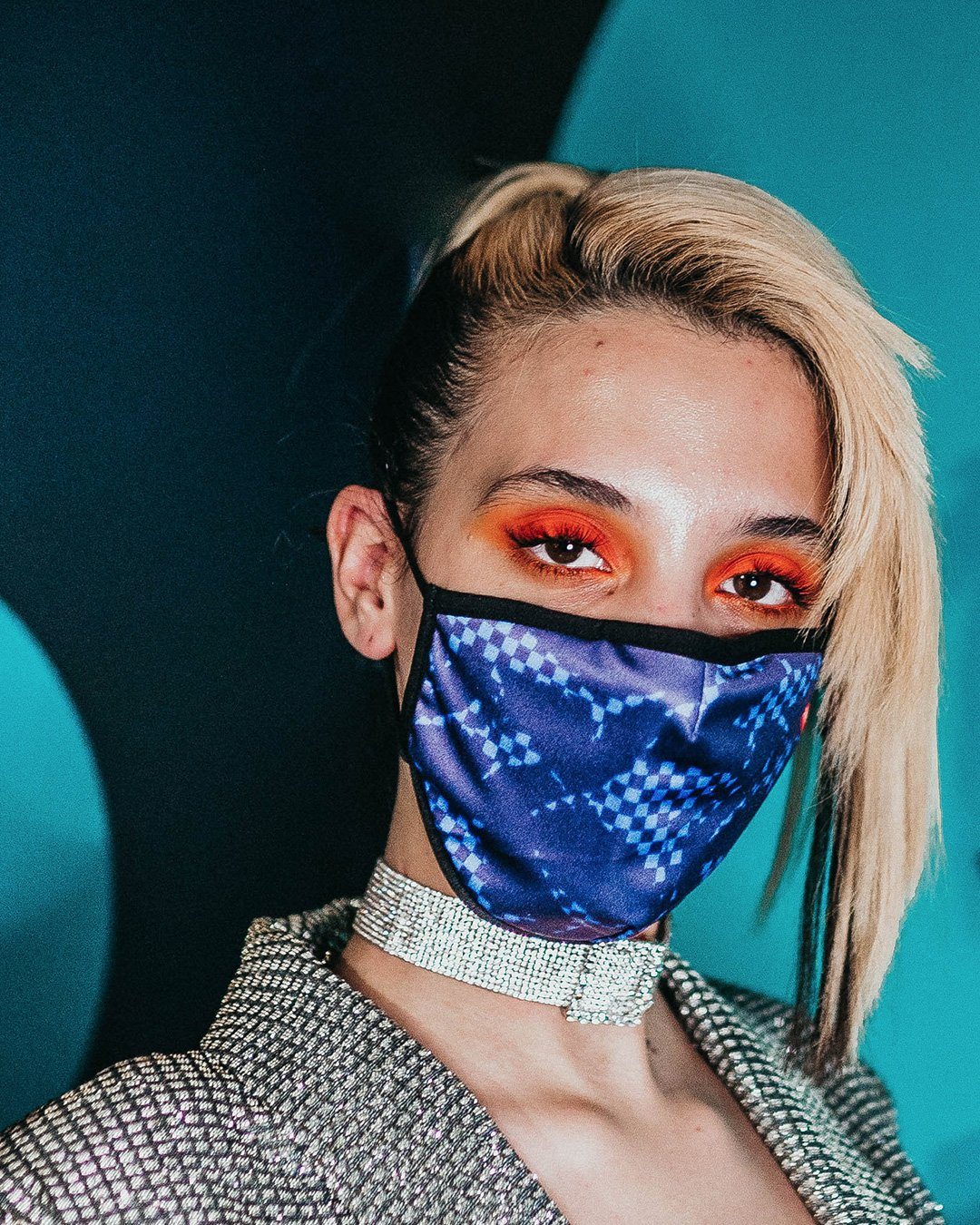 SHARK CHECK (BLUE) FACE MASK