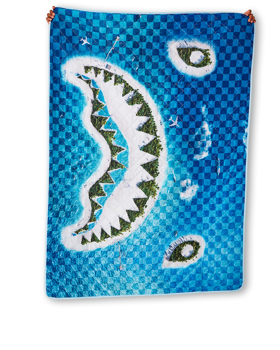 SHARK ISLAND PACKABLE BEACH MAT BLANKET WATER RESISTANT CONVERTIBLE TOTE